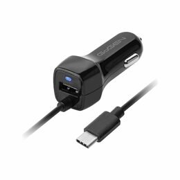 Adaptér do auta GoGEN integrovaný kabel (micro USB), 1x USB, 2,1A - černý