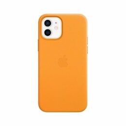 Kryt na mobil Apple Leather Case s MagSafe pro iPhone 12 a 12 Pro - měsíčkově oranžový