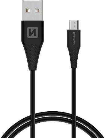SWISSTEN kabel USB microUSB s konektorem 9mm 1,5m ČERNÁ