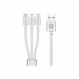 SWISSTEN kabel USB 3v1 microUSB USB-C Lightning MFI 1,2m černá