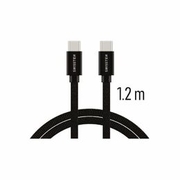 SWISSTEN kabel USB-C USB-C textilní 1,2m 3A černá