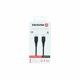 SWISSTEN kabel USB-C Lightning 0,4m 3A černá (vhodné do aut)