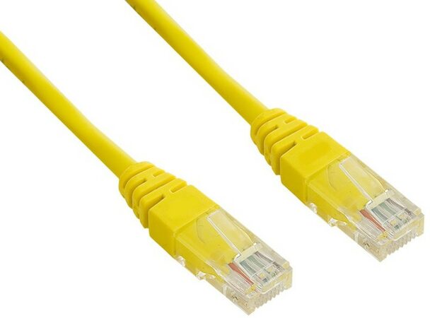 Patch kabel UTP cat 5e, 0,25m - žlutý