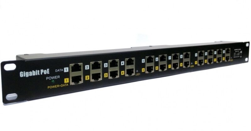 Patch panel POE Gigabit cat.5e 12p 1U Black 19" rack