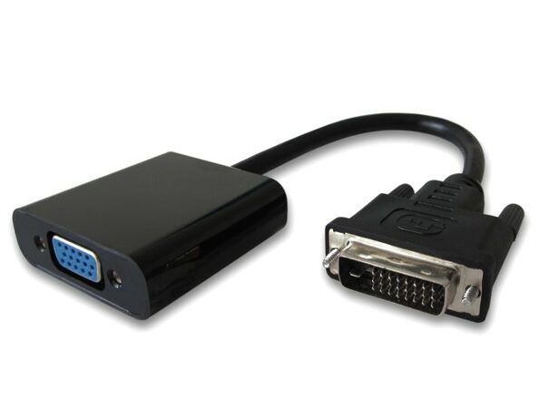 Převodník DVI na VGA s krátkým kabelem černý
