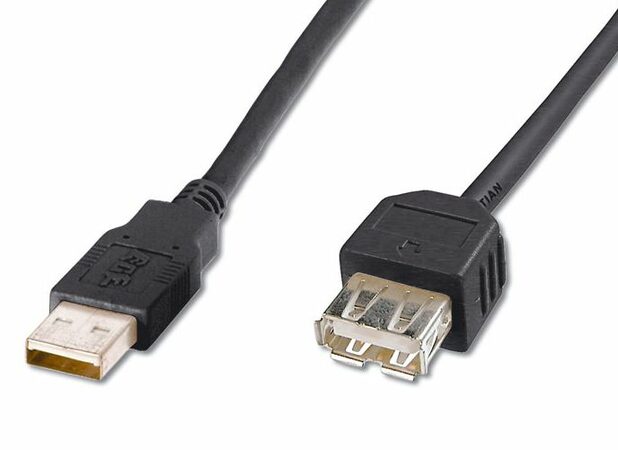 Kabel USB 2.0 A-A, 2 m, prodlužovací, černá