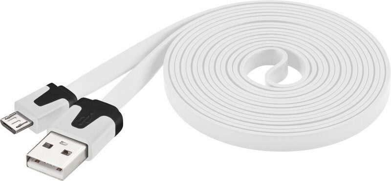 PremiumCord ku2m2fp1 Kabel micro USB 2.0, A-B 2 m, plochý PVC kabel, bílý