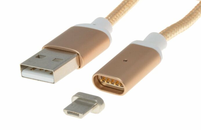 PremiumCord ku2m1fgo Kabel Magnetický micro USB 2.0, A-B nabíjecí a datový, 1m, zlatý