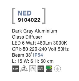 Svítidlo Nova Luce 9104022 NED FLOOR GREY zahradní sloupek, IP 54, 6 W