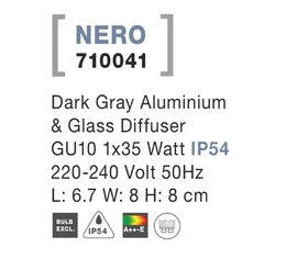 Svítidlo Nova Luce NERO S WALL GREY nástěnné, IP 54, GU10