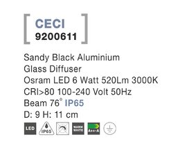 Svítidlo Nova Luce 9200611 CECI TOP BLACK 2 stropní, IP 65, 6 W