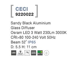 Svítidlo Nova Luce 9220022 CECI TOP BLACK stropní, IP 65, 3 W