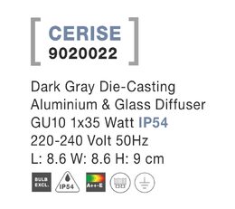 Svítidlo Nova Luce 9020022 CERISE S TOP GREY stropní, IP 54, GU10