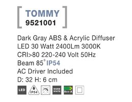 Svítidlo Nova Luce 9521001 TOMMY R TOP GREY stropní, IP 54, 30 W
