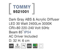 Svítidlo Nova Luce 9521001 TOMMY R TOP GREY stropní, IP 54, 30 W