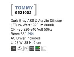 Svítidlo Nova Luce 9521002 TOMMY S TOP GREY stropní, IP 54, 24 W