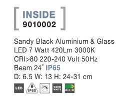 Reflektor Nova Luce 9010002 INSIDE SPIKES BLACK 2 IP 65, 7 W
