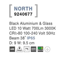 Reflektor Nova Luce 9240677 NORTH SPIKES BLACK IP 65, 10 W