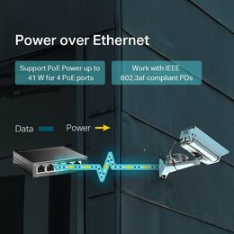 Switch TP-Link TL-SF1005LP 5x LAN, 4xPoE+, 41W, dosah 250m, kov