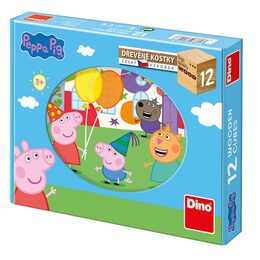 Dino dřevěné kostky Peppa pig 12 ks