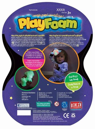 PlayFoam Modelína/Plastelína kuličková svítící ve tmě 4 barvy na kartě 19x26x3cm