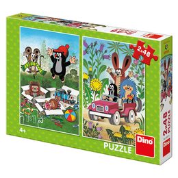 Puzzle Dino Krtek se Raduje 2x48 dílků 18x26cm v krabici 27x19x4cm