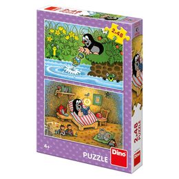 Puzzle Dino Krtek a Perla 26x18cm 2x48 dílků v krabici 27x19x4cm