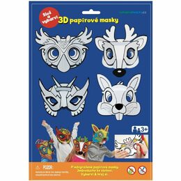 Maska škraboška 3D papírová 4ks sova, jelen, zajíc, superhrdina karneval v sáčku 22x32,5x2cm