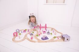 Bigjigs Rail Dřevěná velká vláčkodráha princezny