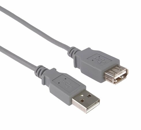 Kabel USB 2.0 A-A, 1 m, prodlužovací, šedá