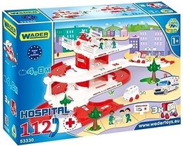 Garáž + dráha Kid Cars 3D Nemocnice plast 4,8m v krabici 59x40x15cm 12m+ Wader