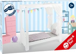 Small Foot Dřevěná postýlka pro panenky s nebesy bílá