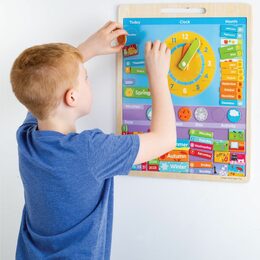 Bigjigs Toys Anglický magnetický kalendář s hodinami