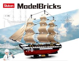 Sluban Model Bricks M38-B0836 Fregata USS Constitution plachetní válečná loď