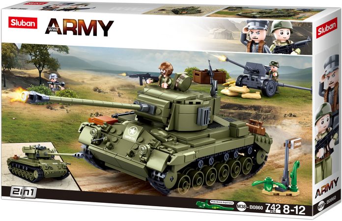 Sluban Army N38-B0860 Střední tank 2v1 a protiletecké dělo