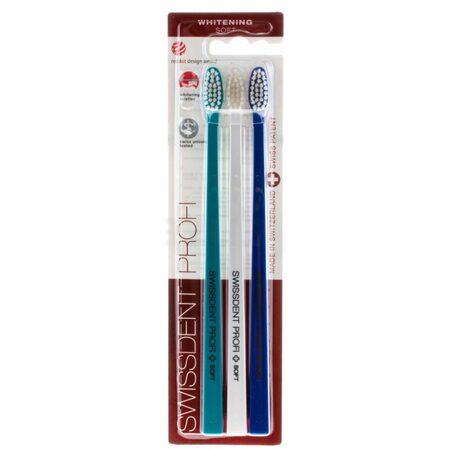 Swissdent WHITENING kartáčky 3pack Soft / turquoise, white, dark blue