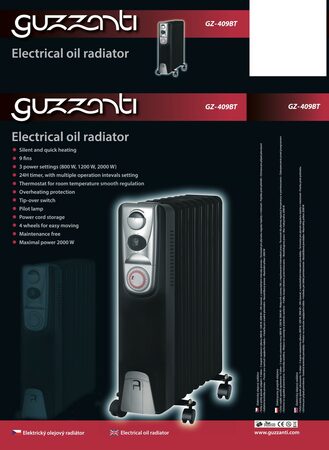 Olejový radiátor Guzzanti GZ 409BT