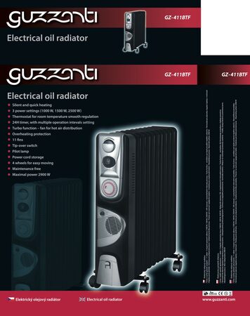 Olejový radiátor Guzzanti GZ 411BTF