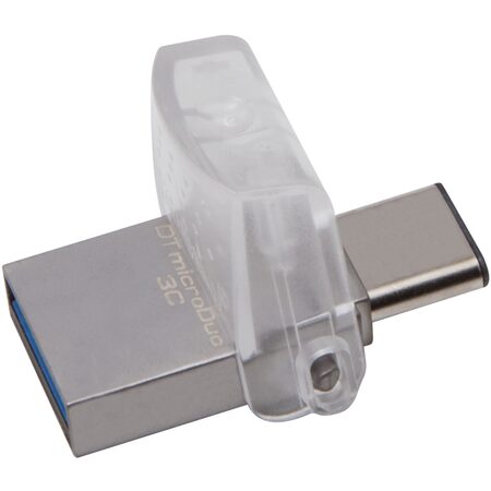 Flash USB Kingston DataTraveler MicroDuo 3C 32GB OTG USB-C/USB 3.1 - stříbrný (DTDUO3C32GB)