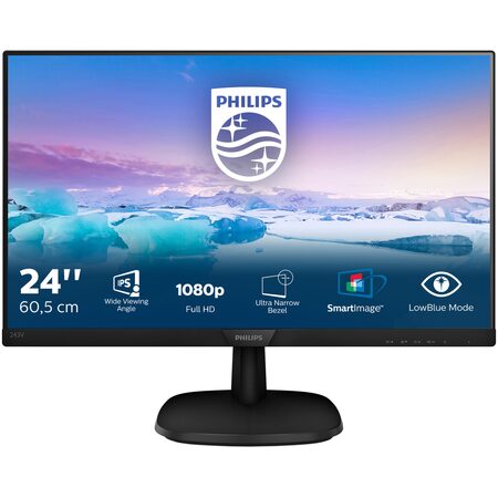 Monitor Philips 243V7QDAB 23.8'',LED, IPS, 5ms, 1000:1, 250cd/m2, 1920 x 1080, - černý