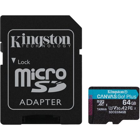 Paměťová karta Kingston Canvas Go! Plus MicroSDXC 64GB UHS-I U3 (170R/70W) + adaptér