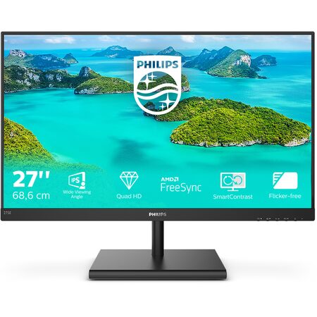 Monitor Philips 275E1S 27'',LED, IPS, 4ms, 1000:1, 250cd/m2, 2560 x 1440,DP,