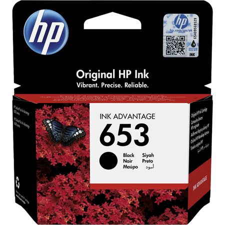Inkoustová náplň HP 653, 350 stran - černá