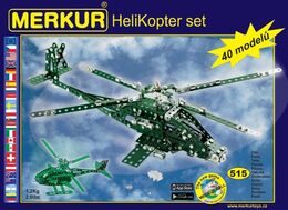 Stavebnice MERKUR Helikopter Set 40 modelů 515ks v krabici 36x27x5,5cm