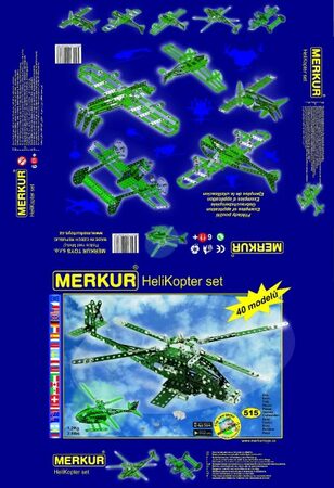 Stavebnice MERKUR Helikopter Set 40 modelů 515ks v krabici 36x27x5,5cm