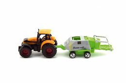 Traktor s přívěsem plast 16cm asst 6 druhů na kartě