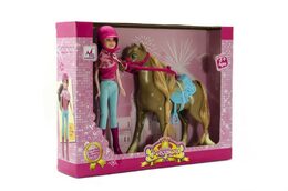 Teddies Kůň + panenka žokejka plast v krabici 34x27x7 cm