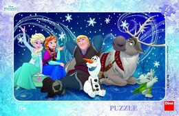 Puzzle Dino Sněhové vločky deskové 15 dílků Frozen/Ledové království 30x19cm