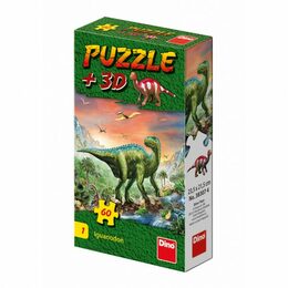 Dino Puzzle Dinosauři 23,5x21,5cm 60 dílků + figurka asst 6 druhů v krabičce 24ks