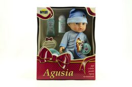 Dromader Panenka miminko Agusia plast 27 cm pevné tělo pijící čůrající
